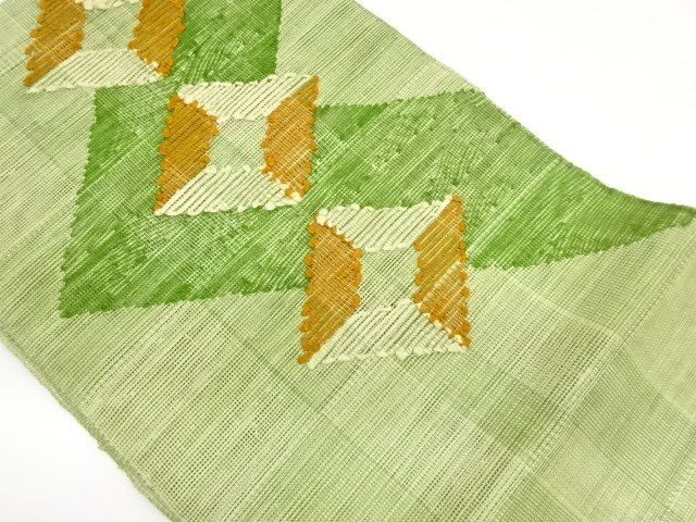 JAPANESE NAGOYA OBI FOR SUMMER / TSUMUGI / WOVEN GEOMETRIC